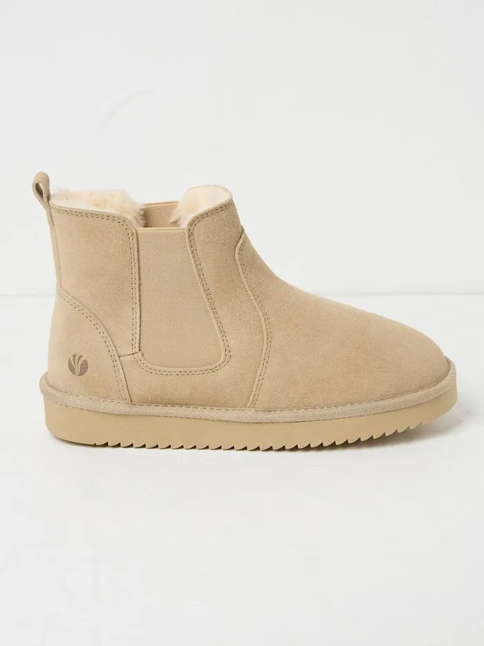 Fat Face Pyjamas and Nightwear Mabel Light Natural Suede Slipper Boots 8211 Women