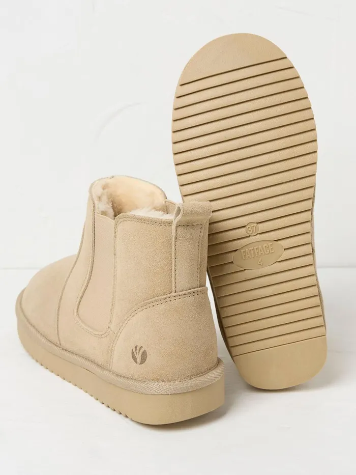 Fat Face Pyjamas and Nightwear Mabel Light Natural Suede Slipper Boots 8211 Women