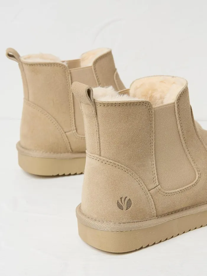 Fat Face Pyjamas and Nightwear Mabel Light Natural Suede Slipper Boots 8211 Women