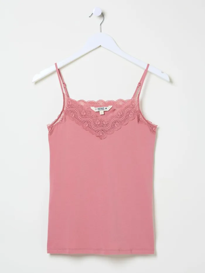 Fat Face Pyjamas and Nightwear Pink VNeck Lace Vest 8211 Women