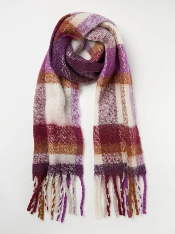 Fat Face Scarves Purple Eva Check Scarf 8211 Women