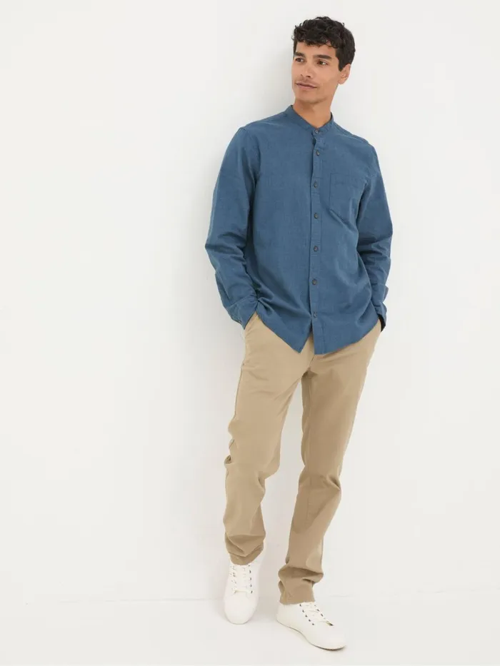 Fat Face Shirts Tadlow Blue Grandad Shirt 8211 Men
