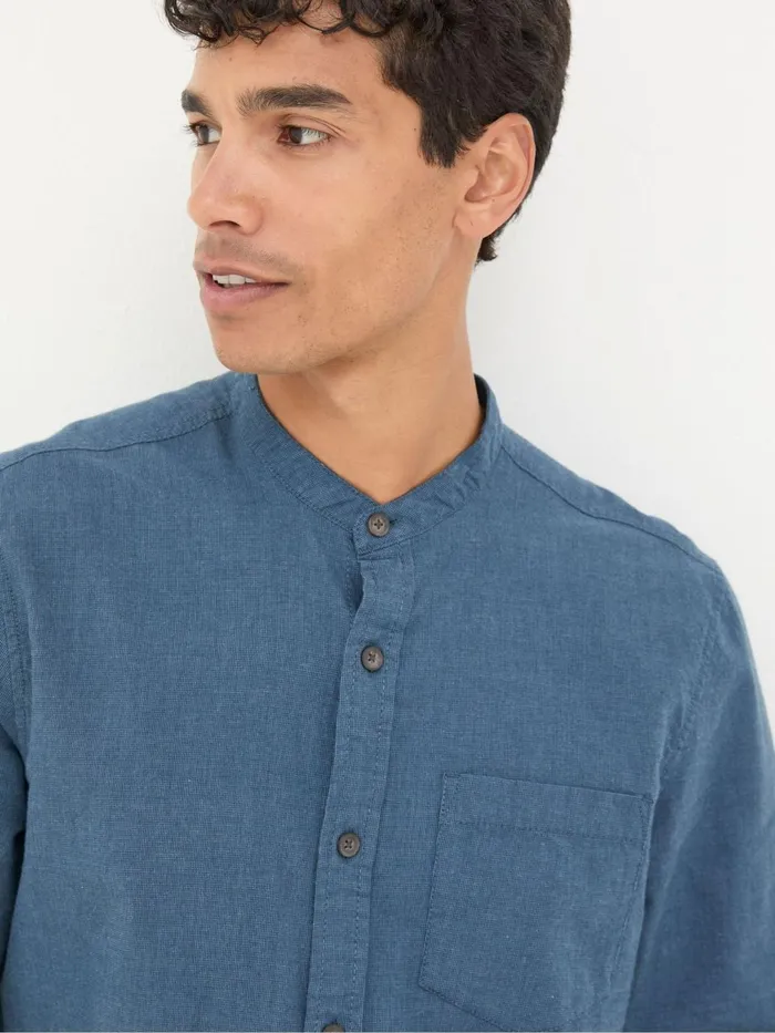 Fat Face Shirts Tadlow Blue Grandad Shirt 8211 Men