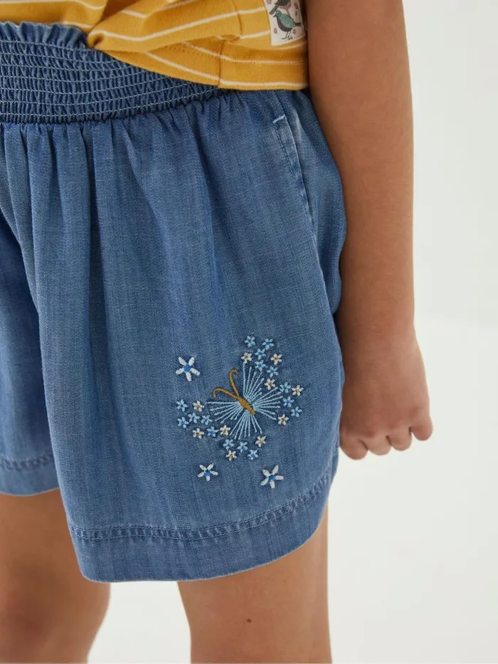 Fat Face Shorts Blue Embroidered Chambray Flippy Shorts 8211 Kids