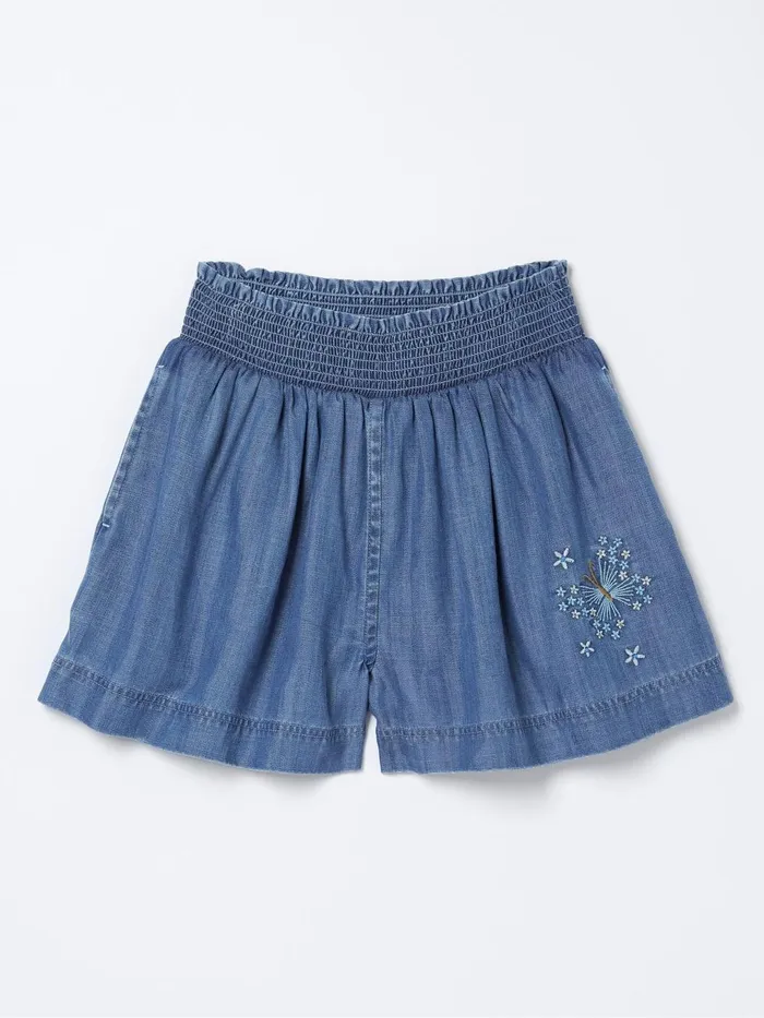 Fat Face Shorts Blue Embroidered Chambray Flippy Shorts 8211 Kids