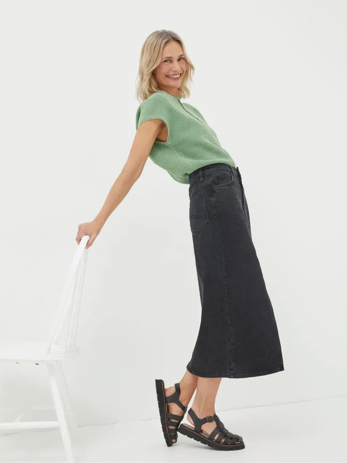 Fat Face Skirts Ava Black Denim Midi Skirt 8211 Women