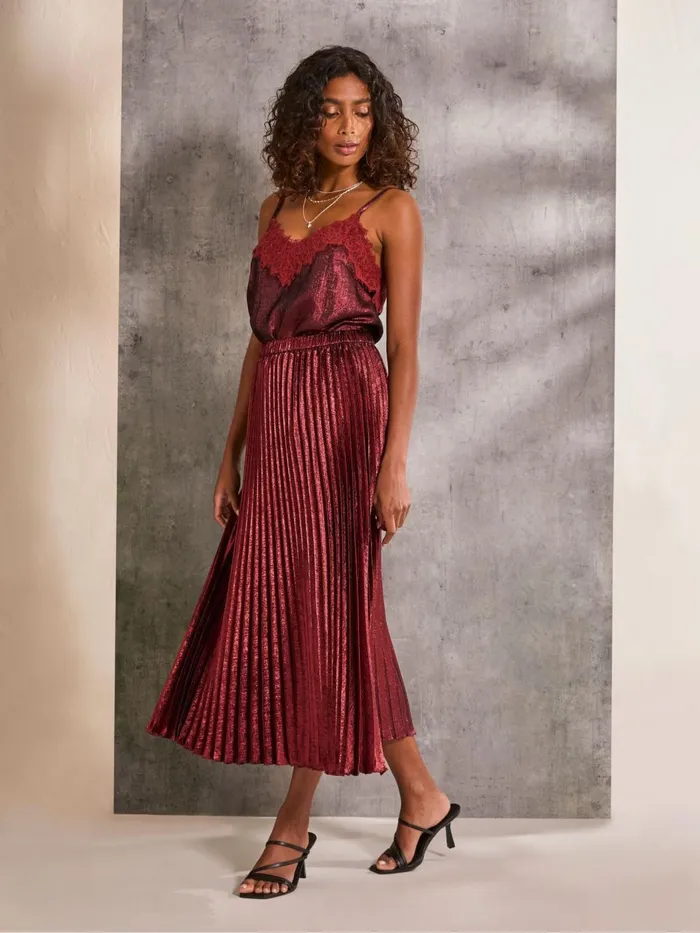 Fat Face Skirts Gaia Dark Red Pleated Skirt 8211 Women