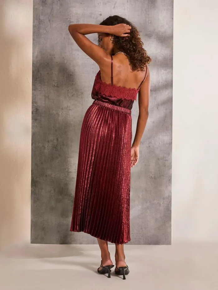 Fat Face Skirts Gaia Dark Red Pleated Skirt 8211 Women