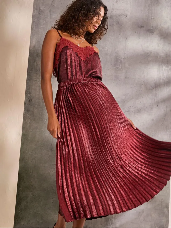 Fat Face Skirts Gaia Dark Red Pleated Skirt 8211 Women