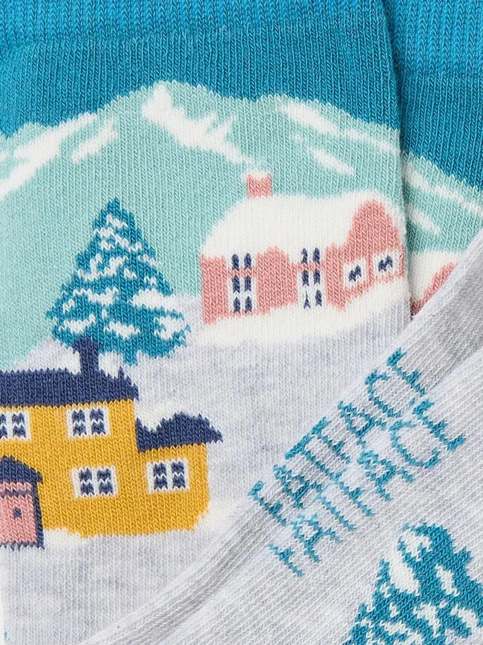 Fat Face Socks and Tights Grey Cottage Scene Socks 1 Pack 8211 Women