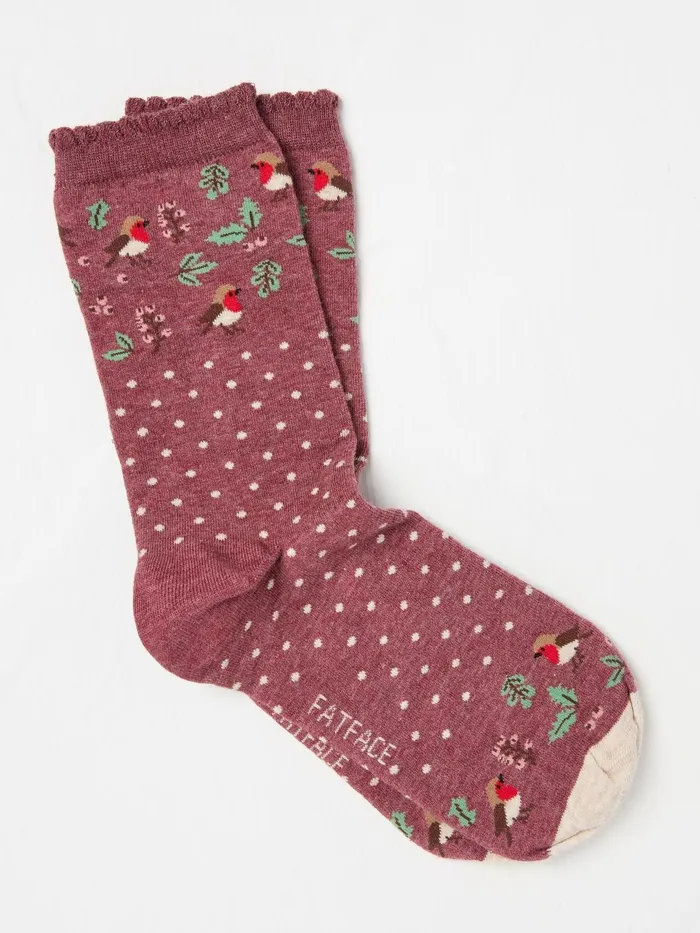 Fat Face Socks and Tights Purple Robin Socks 1 Pack 8211 Women