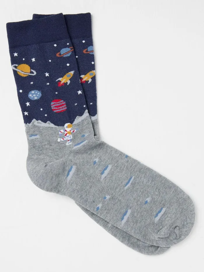 Fat Face Socks Blue and Grey Space Socks 1 Pack 8211 Men