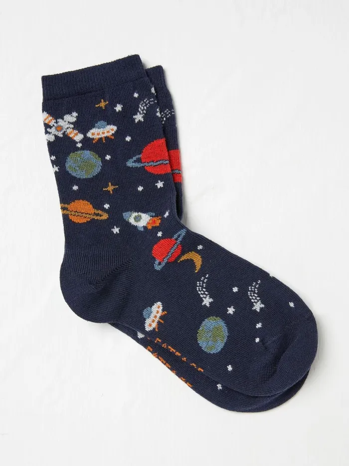 Fat Face Socks Blue Space Socks 1 Pack 8211 Kids