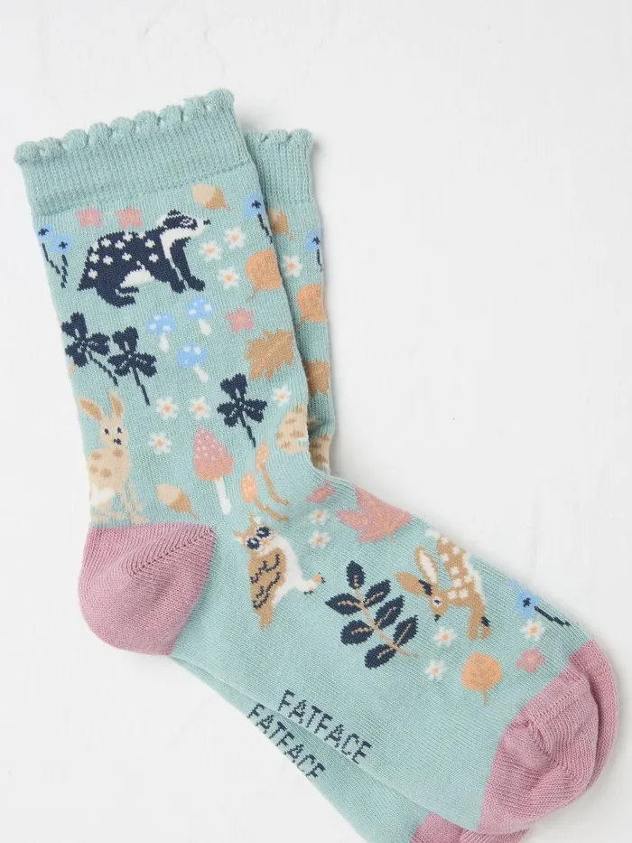 Fat Face Socks Blue Woodland Socks 1 Pack 8211 Kids