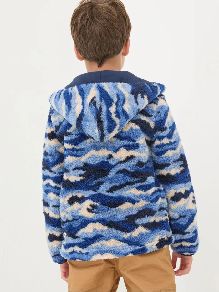 Fat Face Sweatshirts and Hoodies Blue Camo Zip Through Fleece 8211 Kids