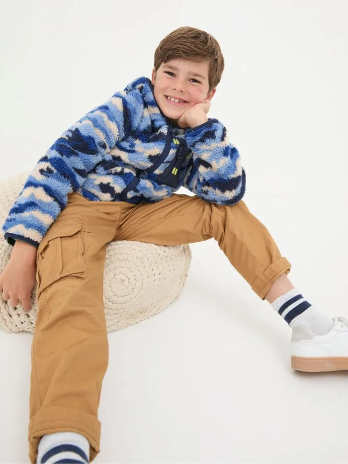Fat Face Sweatshirts and Hoodies Blue Camo Zip Through Fleece 8211 Kids
