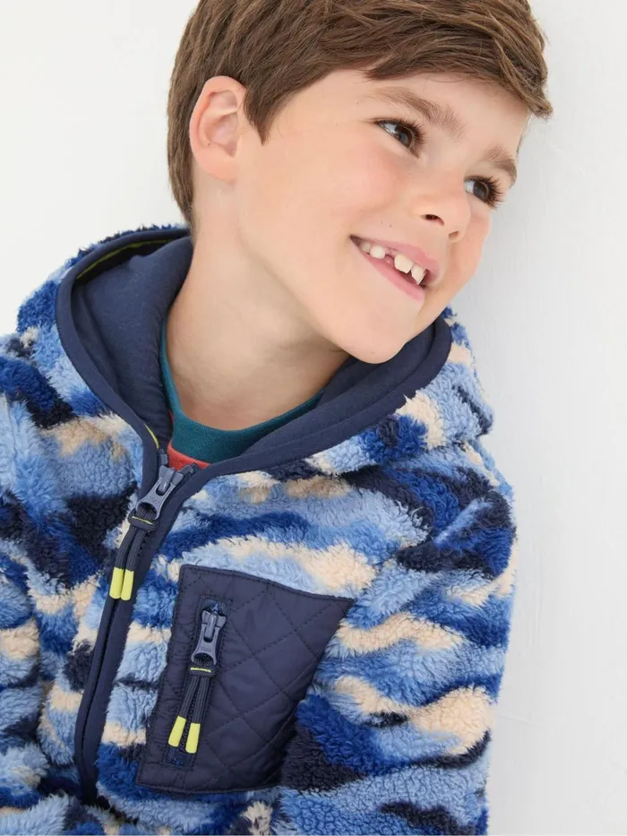 Fat Face Sweatshirts and Hoodies Blue Camo Zip Through Fleece 8211 Kids