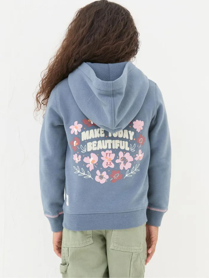 Fat Face Sweatshirts and Hoodies Blue Flower Zip Through Hoodie 8211 Kids