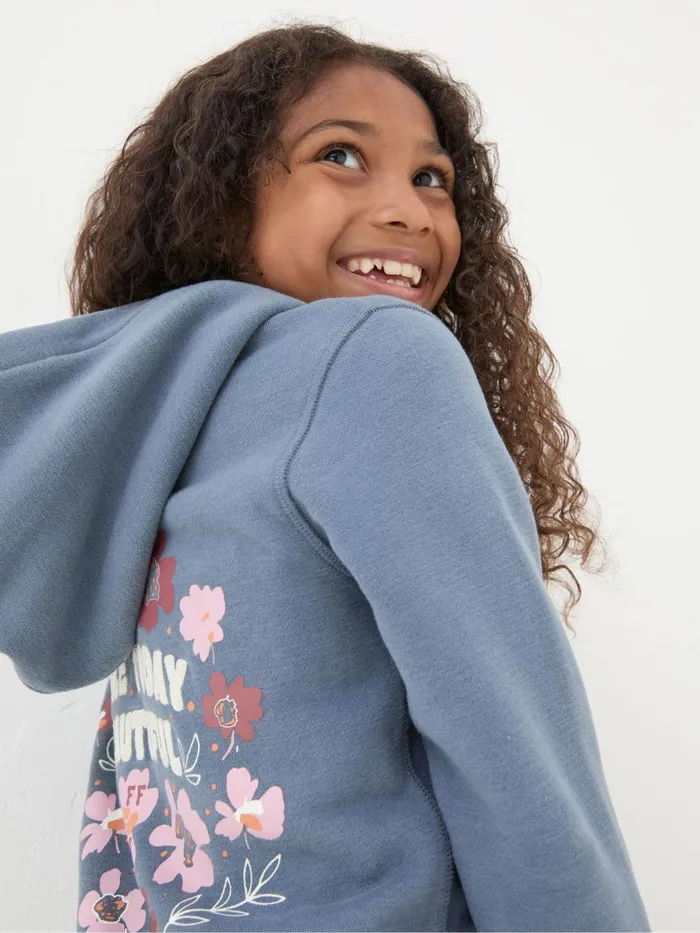 Fat Face Sweatshirts and Hoodies Blue Flower Zip Through Hoodie 8211 Kids