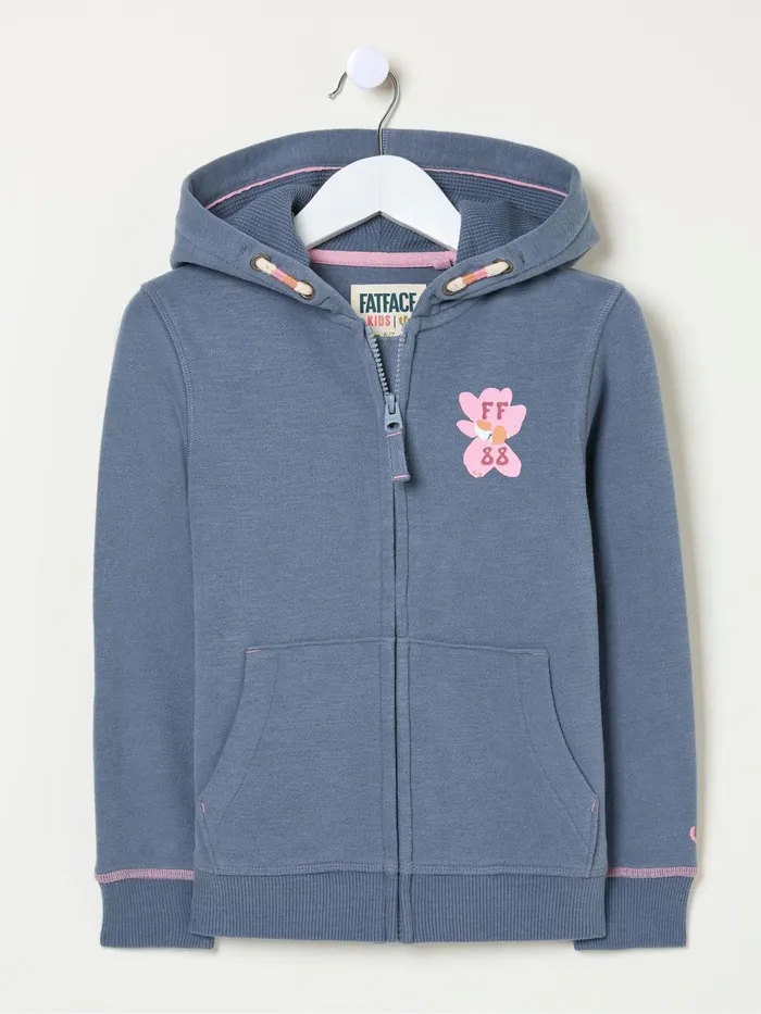 Fat Face Sweatshirts and Hoodies Blue Flower Zip Through Hoodie 8211 Kids
