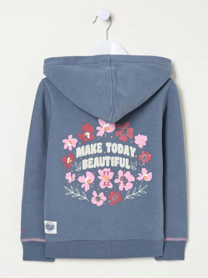 Fat Face Sweatshirts and Hoodies Blue Flower Zip Through Hoodie 8211 Kids
