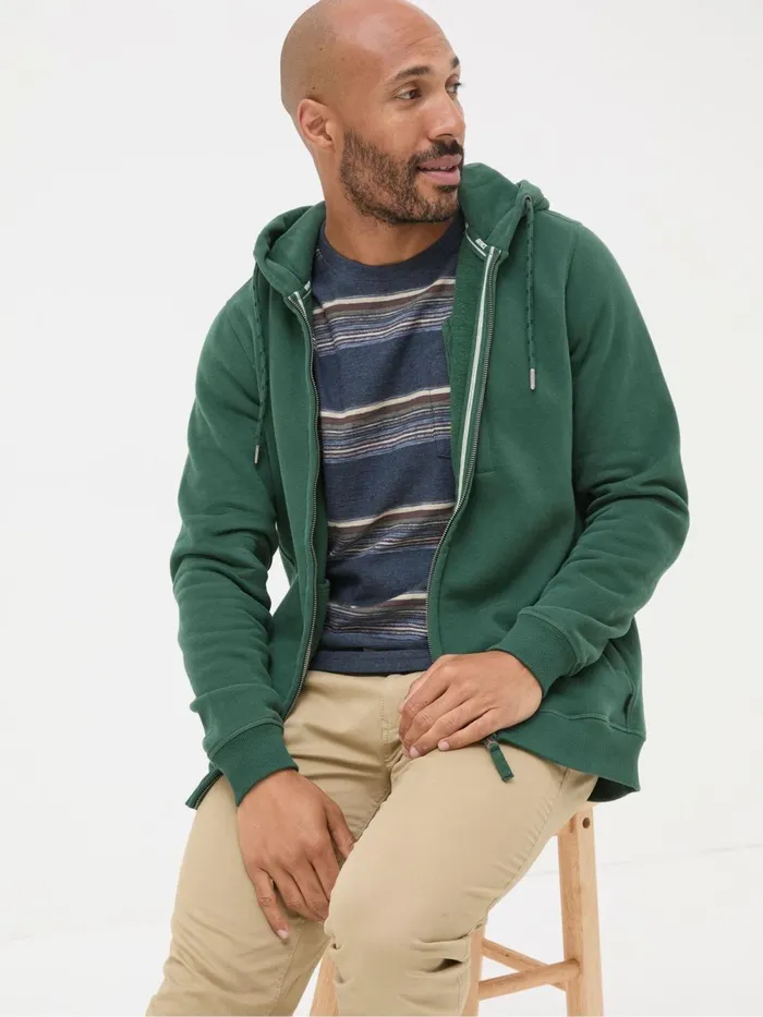 Fat Face Sweatshirts and Hoodies Brooke Dark Green Zip Through Hoodie 8211 Men