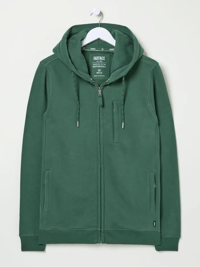 Fat Face Sweatshirts and Hoodies Brooke Dark Green Zip Through Hoodie 8211 Men