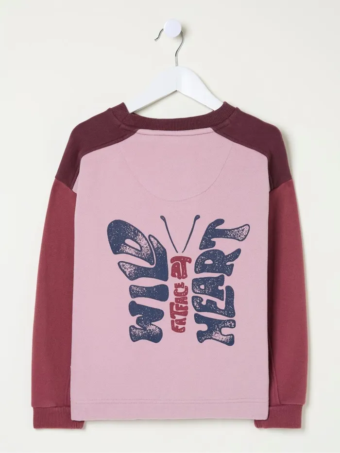 Fat Face Sweatshirts and Hoodies Dusky Purple Butterfly Sweatshirt 8211 Kids