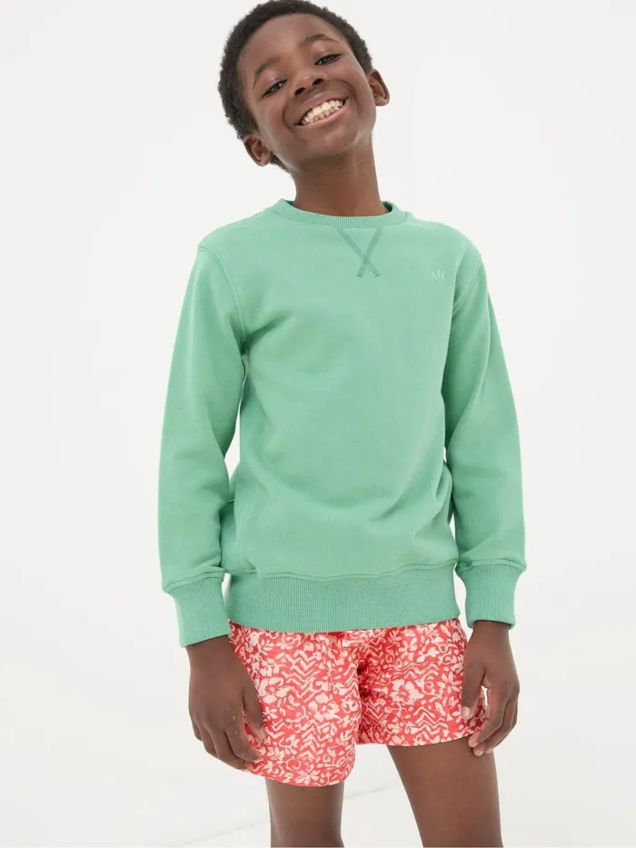 Fat Face Sweatshirts and Hoodies Enborne Green Crew Sweatshirt 8211 Kids