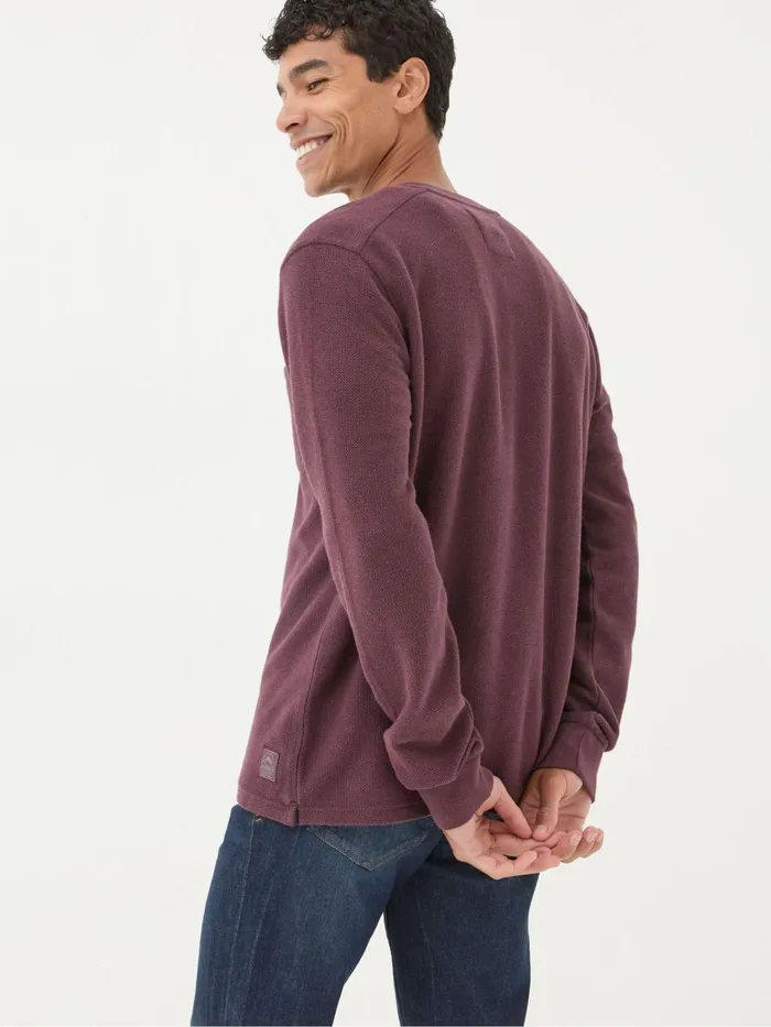 Fat Face TShirts Burgundy Red Southbourne Long Sleeve Henley TShirt 8211 Men