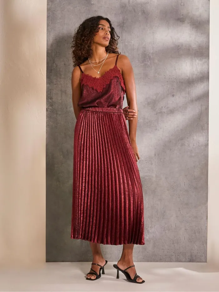 Fat Face Tops and TShirts Lia Dark Red Metallic Cami 8211 Women