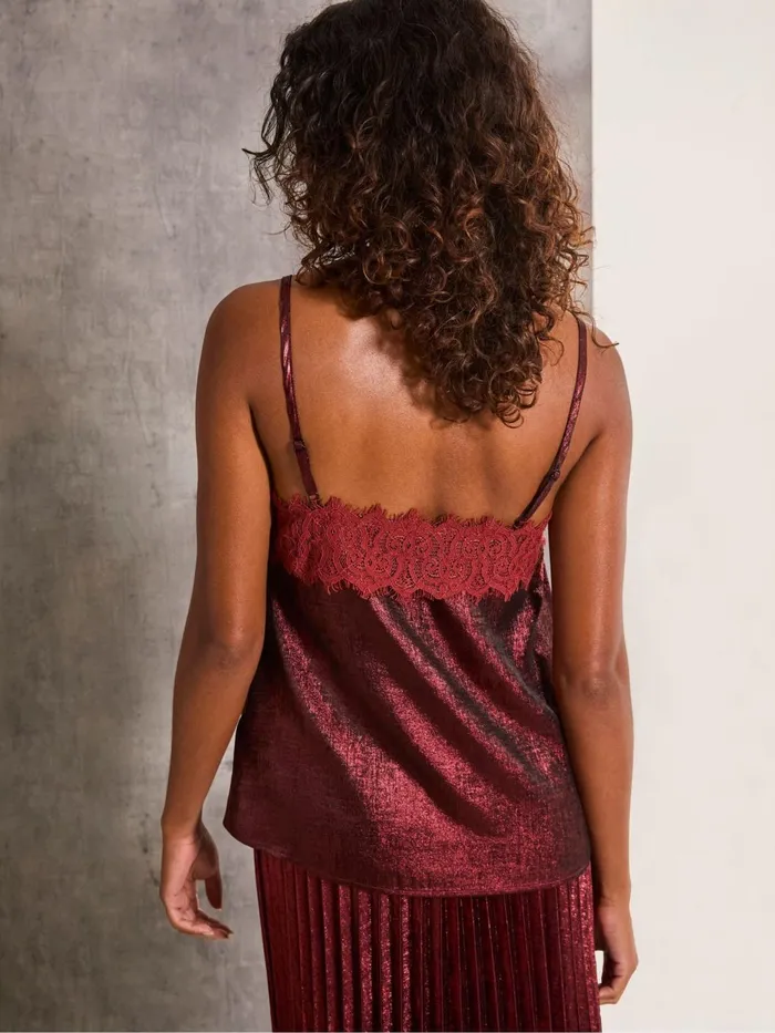 Fat Face Tops and TShirts Lia Dark Red Metallic Cami 8211 Women