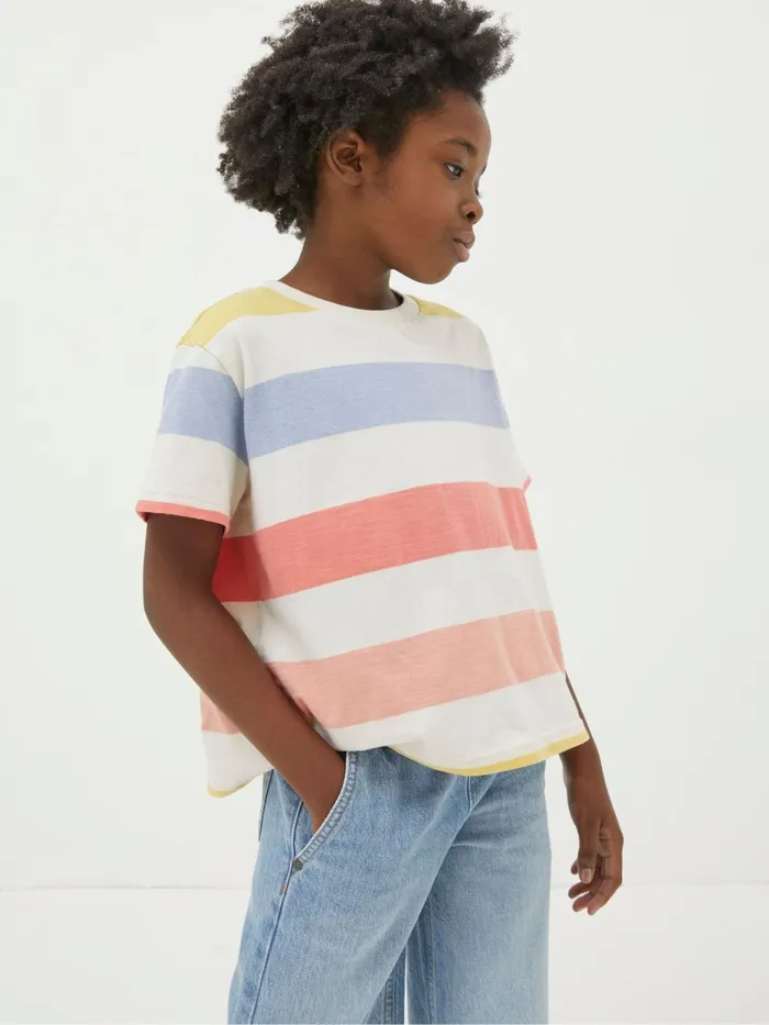 Fat Face Tops and TShirts Natural Block Stripe TShirt 8211 Kids