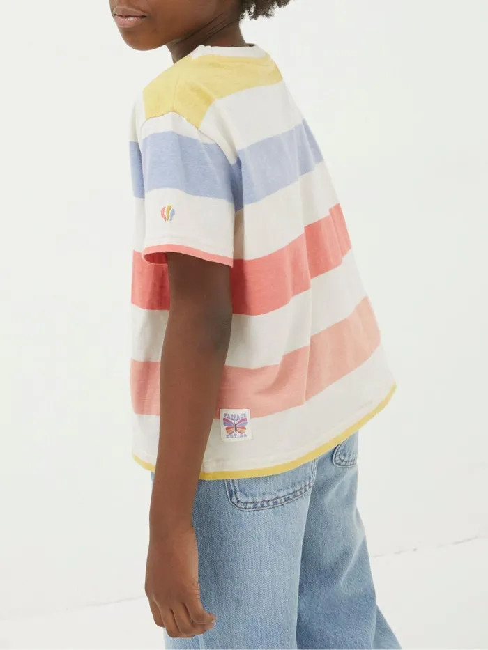 Fat Face Tops and TShirts Natural Block Stripe TShirt 8211 Kids