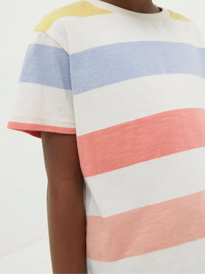 Fat Face Tops and TShirts Natural Block Stripe TShirt 8211 Kids