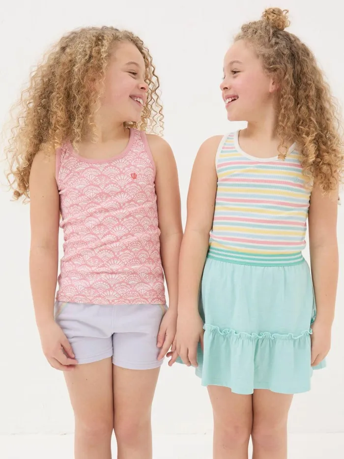 Fat Face Tops and TShirts Pink Rib Vests 3 Pack 8211 Kids