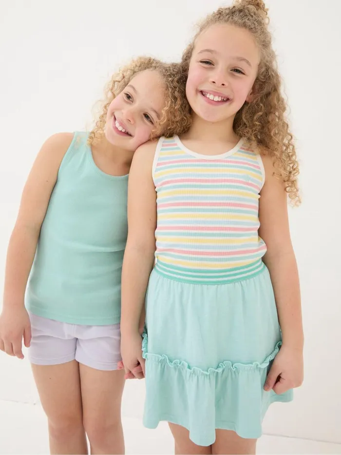 Fat Face Tops and TShirts Pink Rib Vests 3 Pack 8211 Kids