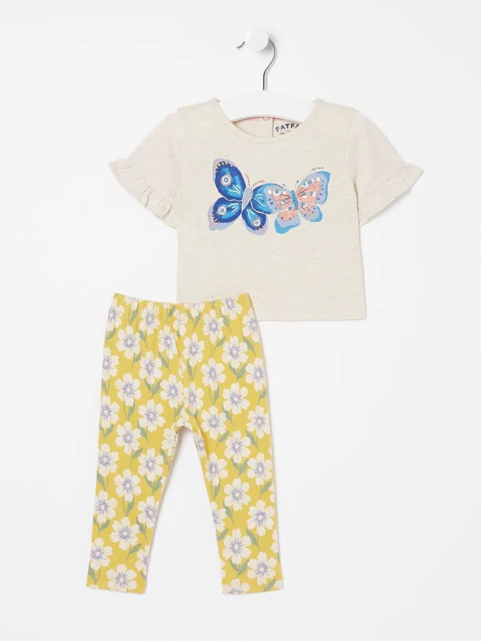 Fat Face Tops and TShirts White Butterfly Graphic Leggings Set 8211 Kids