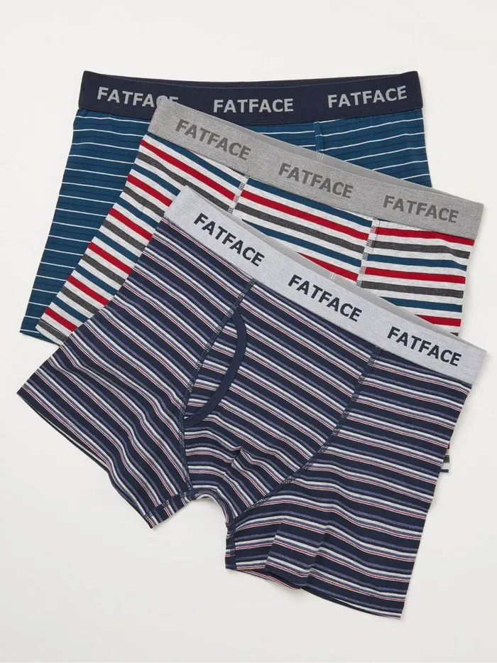 Fat Face Underwear Chesil Blue Stripe Cotton Boxers 3 Pack 8211 Men