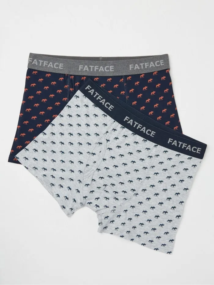 Fat Face Underwear Navy Moose Print Boxers 2 Pack 8211 Men