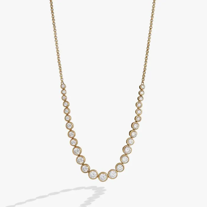 Fine Jewelry Women Alex And Ani Crystal Tennis Necklace Stainless Steel Silver