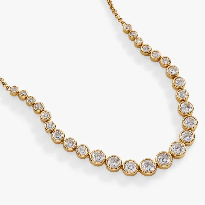 Fine Jewelry Women Alex And Ani Crystal Tennis Necklace Stainless Steel Silver