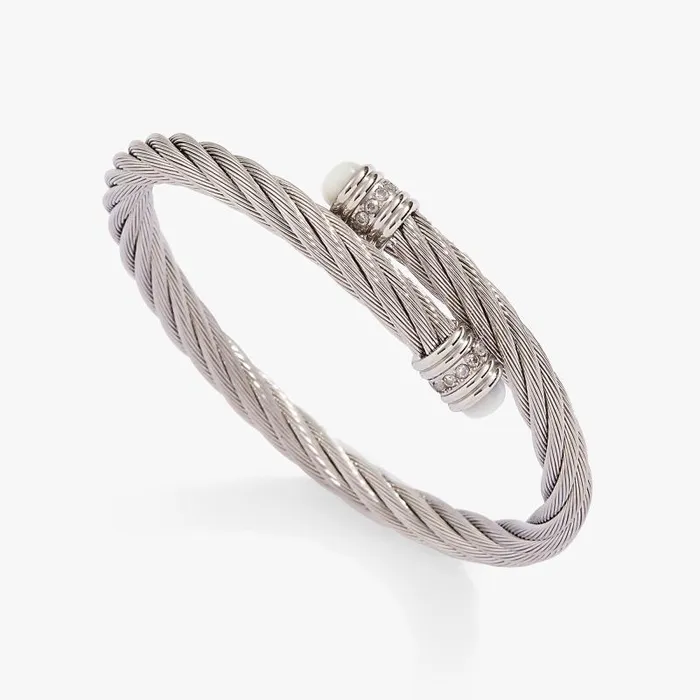 Fine Jewelry Women Alex And Ani Gemstone Textured Wrap Bracelet Stainless Steel Gold