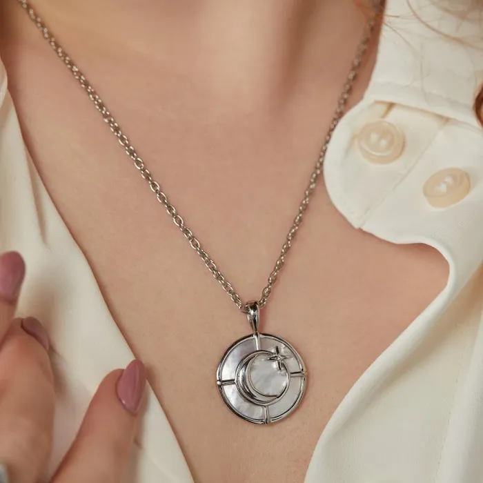 Fine Jewelry Women Alex And Ani Genuine Mother Of Pearl Signature Pendant Necklace Stainless Steel Silver