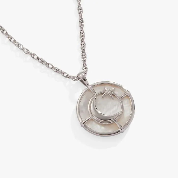 Fine Jewelry Women Alex And Ani Genuine Mother Of Pearl Signature Pendant Necklace Stainless Steel Silver