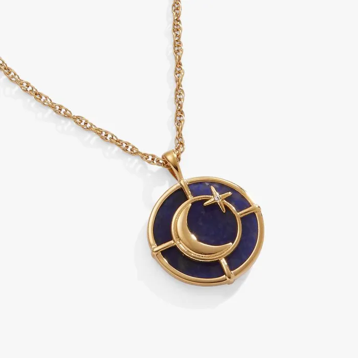 Fine Jewelry Women Alex And Ani Genuine Sodalite Signature Pendant Necklace Stainless Steel Gold