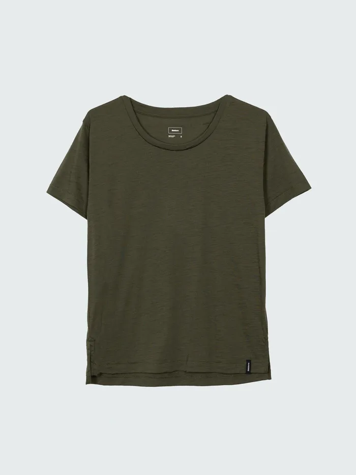 Finisterre Base Layers and Underwear Women Seeker Merino Scoop Neck TShirt Olive Finisterre Base Layers and Underwear Women Seeker Merino Scoop Neck TShirt Olive