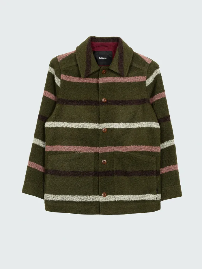 Finisterre Jackets and Coats Women Stowe Blanket Jacket Olive Stripe Multi
