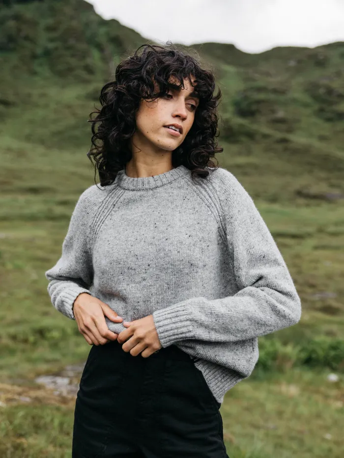 Finisterre Knitwear Women Farne Crew Neck Knit Sweater Grey Marl