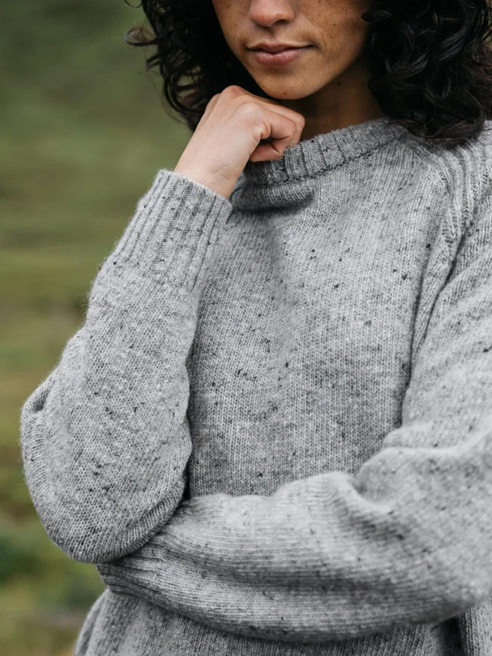 Finisterre Knitwear Women Farne Crew Neck Knit Sweater Grey Marl